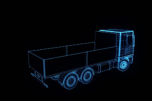 Transporter i hologrammet trådram. Fina 3d-Rendering — Stockfoto