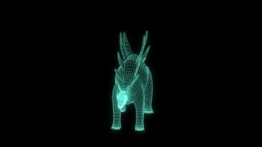 Hologram tel kafes tarzı Stegadon. Güzel 3d render