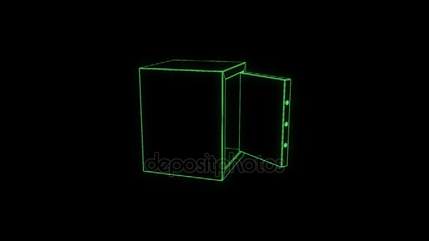 Tresor nello stile Wireframe dell'ologramma. Rendering 3D piacevole — Video Stock