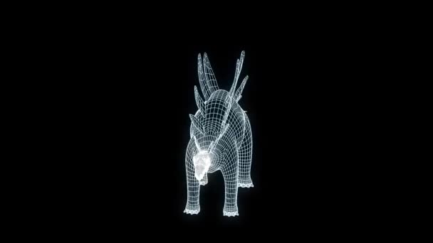 Stegadon in Hologram Wireframe Style. Nice 3D Rendering — Stock Video