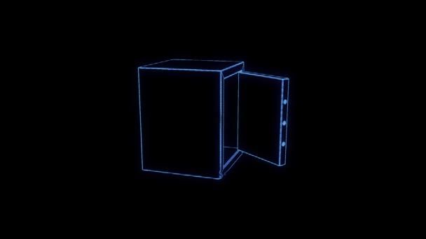 Tresor in Hologram Wireframe Style. Nice 3D Rendering — Stock Video