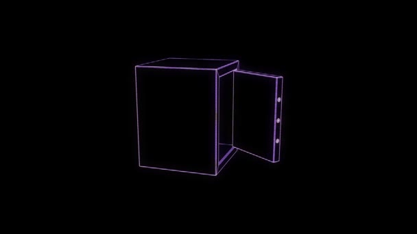 Tresor in Hologram Wireframe stijl. Mooie 3D-Rendering — Stockvideo