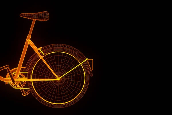 Fahrrad im Hologramm-Wireframe-Stil. schönes 3D-Rendering — Stockfoto