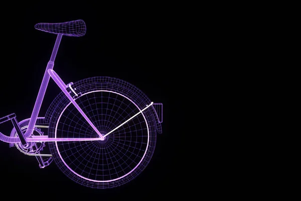 Fahrrad im Hologramm-Wireframe-Stil. schönes 3D-Rendering — Stockfoto