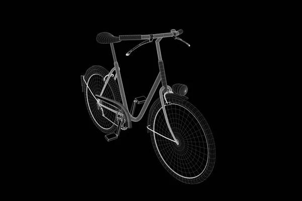 Bicicletta in stile ologramma Wireframe. Rendering 3D piacevole — Foto Stock