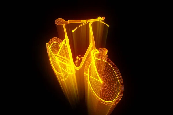 Bicicletta in stile ologramma Wireframe. Rendering 3D piacevole — Foto Stock