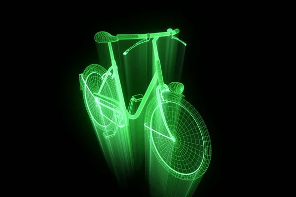 Fahrrad im Hologramm-Wireframe-Stil. schönes 3D-Rendering — Stockfoto