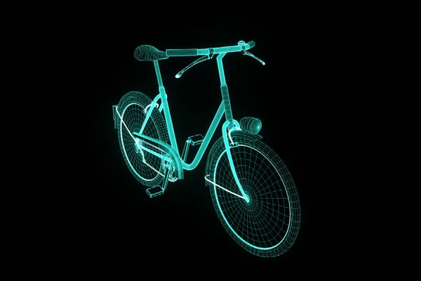 Bicicleta en estilo Holograma Wireframe. Niza 3D Rendering —  Fotos de Stock