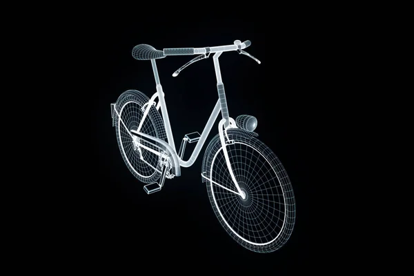 홀로그램 와이어 프레임 스타일에서 자전거 자전거입니다. 멋진 3d 렌더링 — 스톡 사진