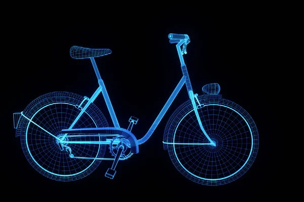 Bicycle Bike in Hologram Wireframe Style. Nice 3D Rendering — Stock Photo, Image
