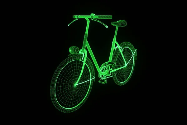 Bicicleta Bicicleta em holograma Wireframe Style. Boa renderização 3D — Fotografia de Stock