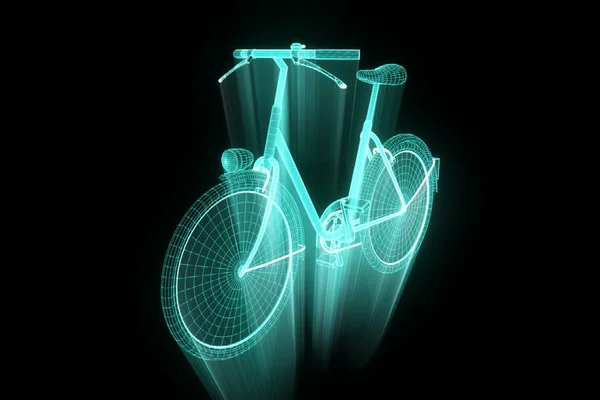 Fahrrad im Hologramm-Wireframe-Stil. schönes 3D-Rendering — Stockfoto