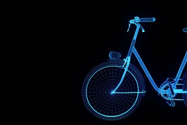 Bicicletta in stile ologramma Wireframe. Rendering 3D piacevole — Foto Stock