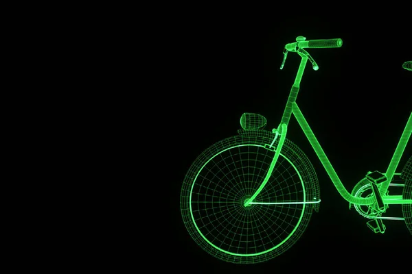 Roweru w stylu model szkieletowy Hologram. Ładne renderowania 3d — Zdjęcie stockowe
