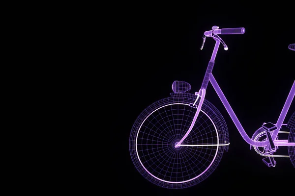 Bicicleta en estilo Holograma Wireframe. Niza 3D Rendering — Foto de Stock