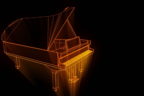 3D-музичне фортепіано в стилі голограми. 3D рендерингу — стокове фото