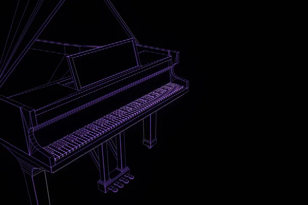 3D Music Piano в стиле Wireframe. Nice 3D Rendering — стоковое фото