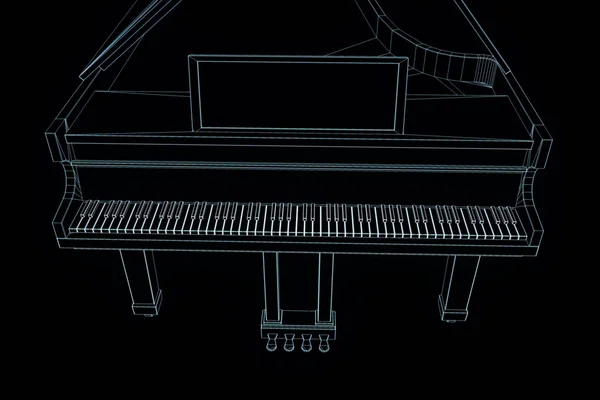 3D-Musik-Piano im Hologrammstil. schönes 3D-Rendering — Stockfoto