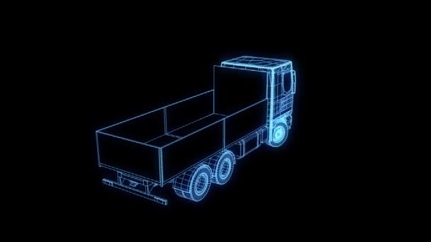 Transporter v hologramu drátový model. Pěkný 3d vykreslování — Stock video