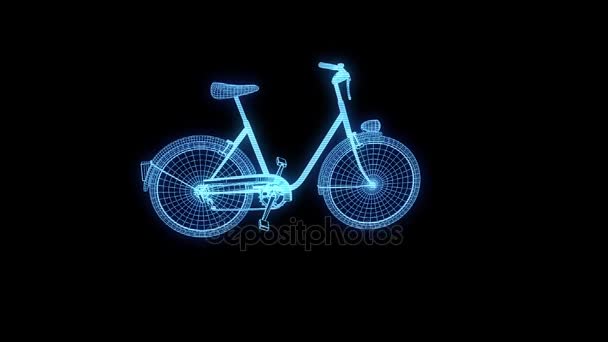 Bicyclette dans le style Hologramme Wireframe. Belle rendu 3D — Video