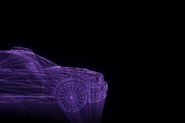 Polis arabası Hologram tel kafes tarzı. Güzel 3d render