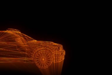 Polis arabası Hologram tel kafes tarzı. Güzel 3d render