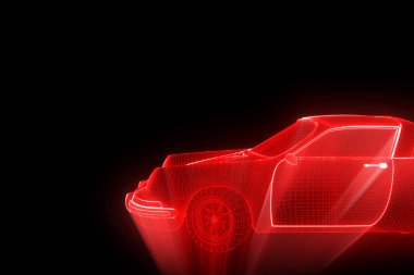 Yarış araba Hologram tel kafes. Güzel 3d render