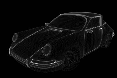 Yarış araba Hologram tel kafes. Güzel 3d render