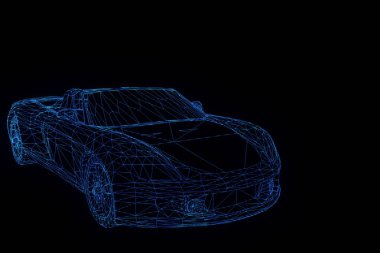 Yarış araba Hologram tel kafes. Güzel 3d render