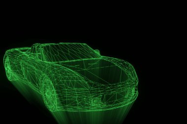 Yarış araba Hologram tel kafes. Güzel 3d render
