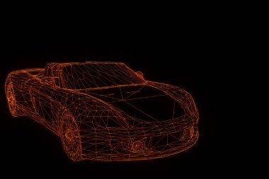 Yarış araba Hologram tel kafes. Güzel 3d render