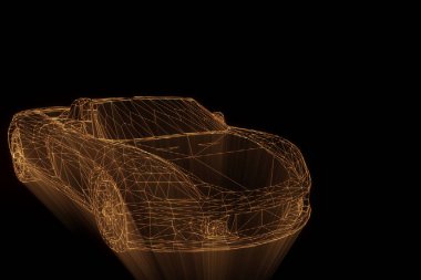 Yarış araba Hologram tel kafes. Güzel 3d render