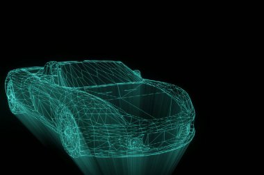 Yarış araba Hologram tel kafes. Güzel 3d render