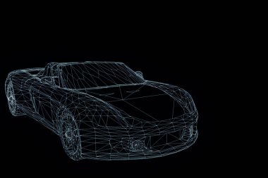 Yarış araba Hologram tel kafes. Güzel 3d render