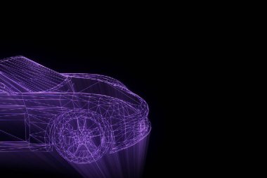 Yarış araba Hologram tel kafes. Güzel 3d render