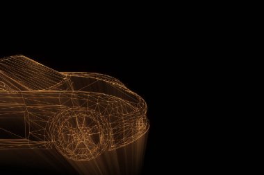 Yarış araba Hologram tel kafes. Güzel 3d render