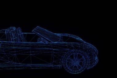 Yarış araba Hologram tel kafes. Güzel 3d render