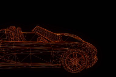 Yarış araba Hologram tel kafes. Güzel 3d render