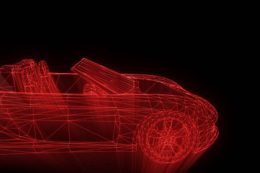 Yarış araba Hologram tel kafes. Güzel 3d render