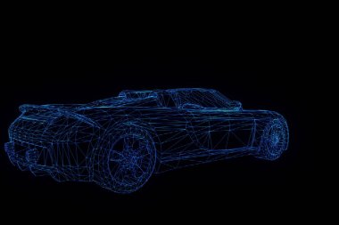 Yarış araba Hologram tel kafes. Güzel 3d render
