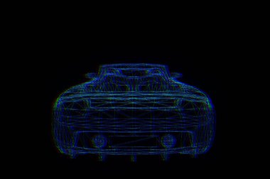 Yarış araba Hologram tel kafes. Güzel 3d render