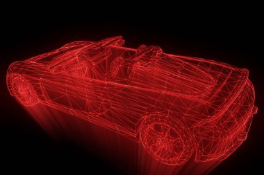 Yarış araba Hologram tel kafes. Güzel 3d render