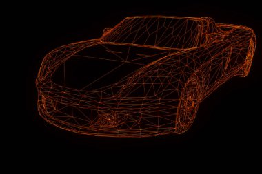 Yarış araba Hologram tel kafes. Güzel 3d render
