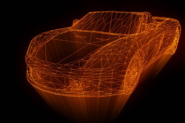 Yarış araba Hologram tel kafes. Güzel 3d render