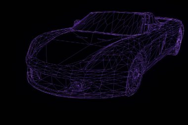 Yarış araba Hologram tel kafes. Güzel 3d render