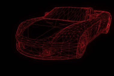 Yarış araba Hologram tel kafes. Güzel 3d render