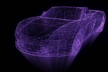 Yarış araba Hologram tel kafes. Güzel 3d render