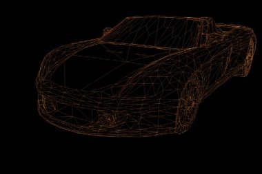 Yarış araba Hologram tel kafes. Güzel 3d render