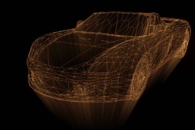 Yarış araba Hologram tel kafes. Güzel 3d render
