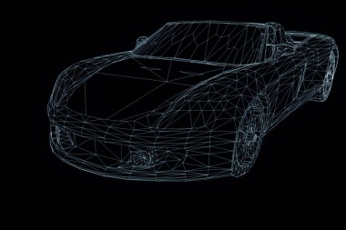 Yarış araba Hologram tel kafes. Güzel 3d render